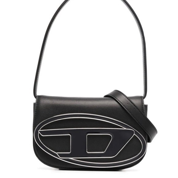 Diesel Black Shoulder Bag with Silver Accents